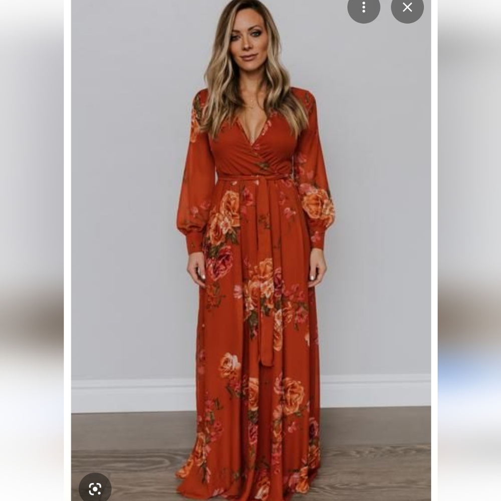 Baltic Born Lydia Floral Maxi Dress, Rust Floral Color